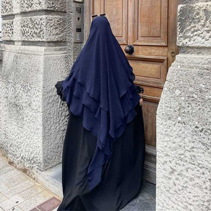 15 Color Options 3 Layer Chiffon Long Khimar For Arab Women