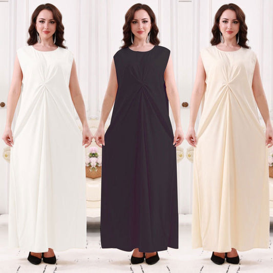Muslim Women Abaya Under Sleeveless Satin Inner Slip Dress Underdress