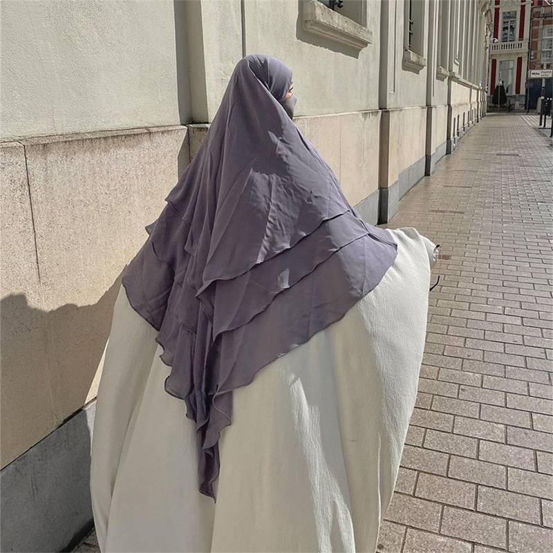15 Color Options 3 Layer Chiffon Long Khimar For Arab Women