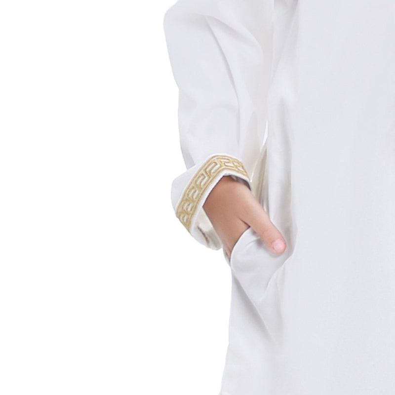 Muslim Arab Kids Boy Embroidered Thobe Suit Set