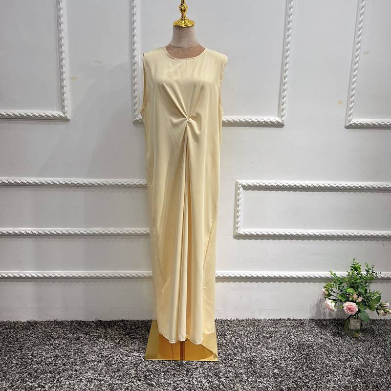 Muslim Women Abaya Under Sleeveless Satin Inner Slip Dress Underdress