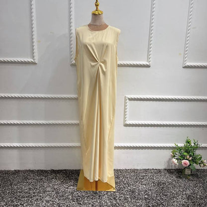 Muslim Women Abaya Under Sleeveless Satin Inner Slip Dress Underdress
