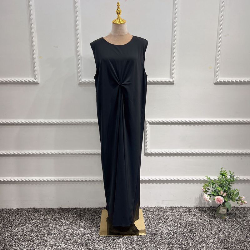 Muslim Women Abaya Under Sleeveless Satin Inner Slip Dress Underdress