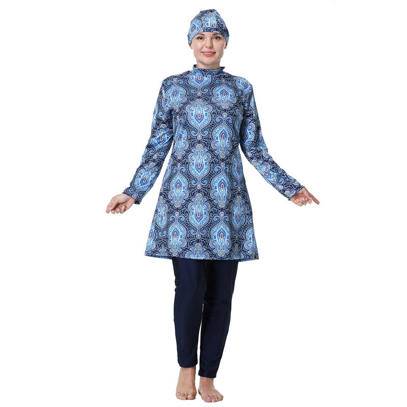 3XL-8XL Printed Halal Arab Muslim Women Swimwear Swimsuit Islamic Burkinis
