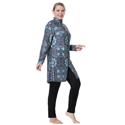 3XL-8XL Plus Size Printed Arab Muslim Women Burkinis Swimwear Islamic Swimsuit