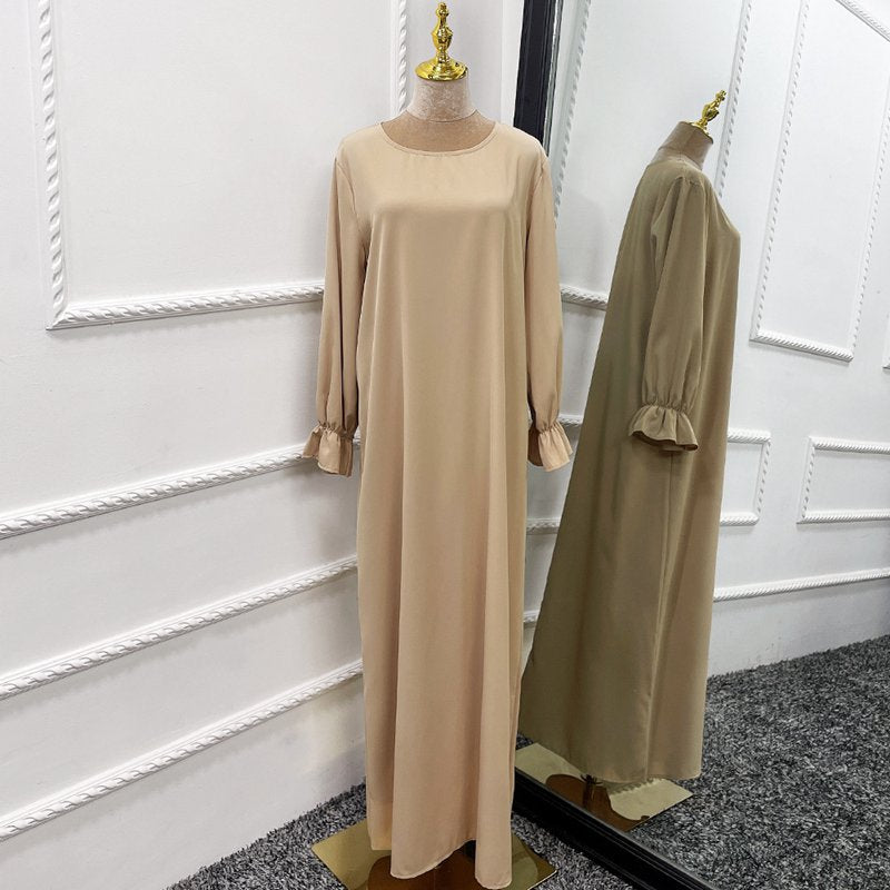 طقم جلباب من قطعتين بلون واحد للنساء المسلمات، ملابس تركية من الشرق الأوسط ودبي