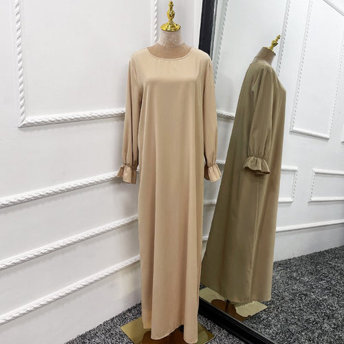 طقم جلباب من قطعتين بلون موحد للنساء المسلمات، مناسب للارتداء في الشرق الأوسط ودبي والملابس التركية