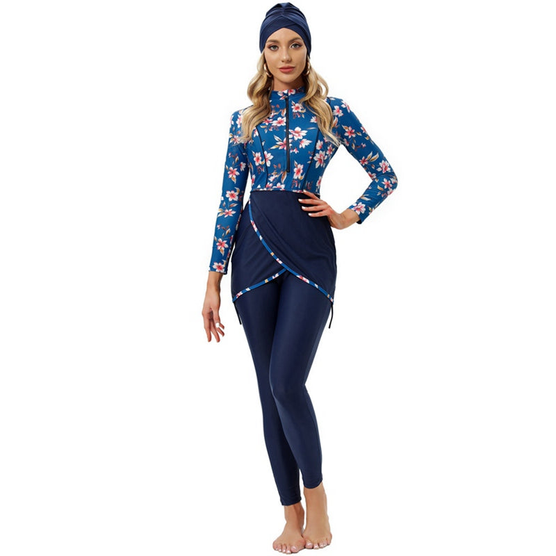 3 Pieces Set Muslim Women Swimwear Swimsuit Burkini Islamic Bathing Suit