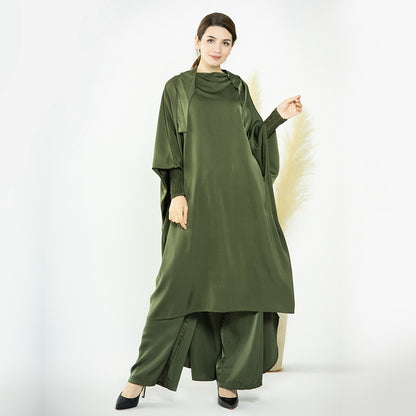 Muslim Women Nida Loose Pants Suits With Jilbab Tops Robes