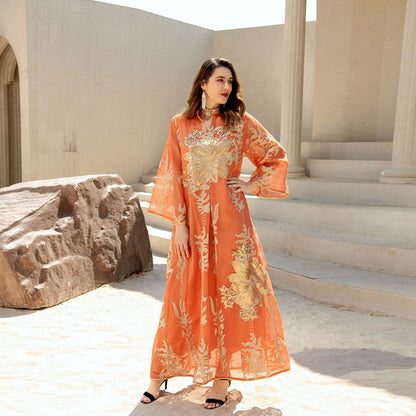 Eid Luxury Caftan Kaftan Dress Jalabiya With Sequins Embroidered