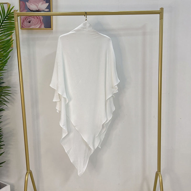 Muslim Women Cotton Blended Two Layers Long Khimar Overhead