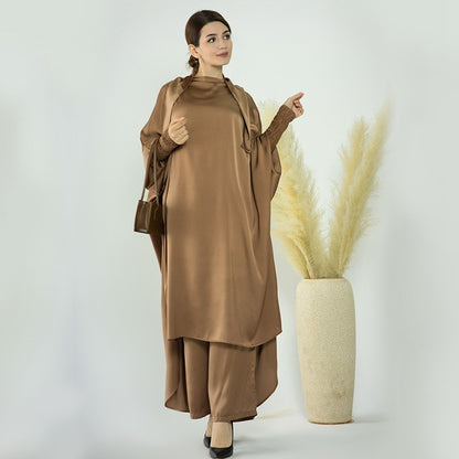 Muslim Women Nida Loose Pants Suits With Jilbab Tops Robes
