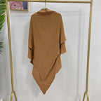 Muslim Women Cotton Blended Two Layers Long Khimar Overhead