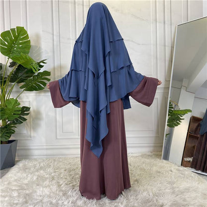15 Color Options 3 Layer Chiffon Long Khimar For Arab Women