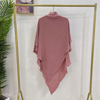 Muslim Women Cotton Blended Two Layers Long Khimar Overhead