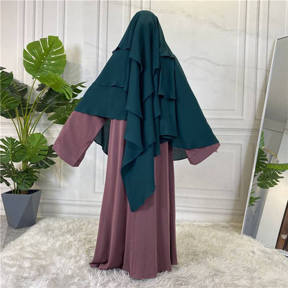 15 Color Options 3 Layer Chiffon Long Khimar For Arab Women
