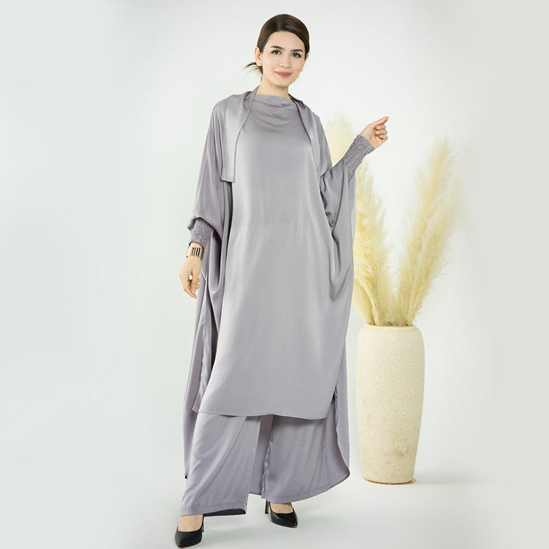 Muslim Women Nida Loose Pants Suits With Jilbab Tops Robes