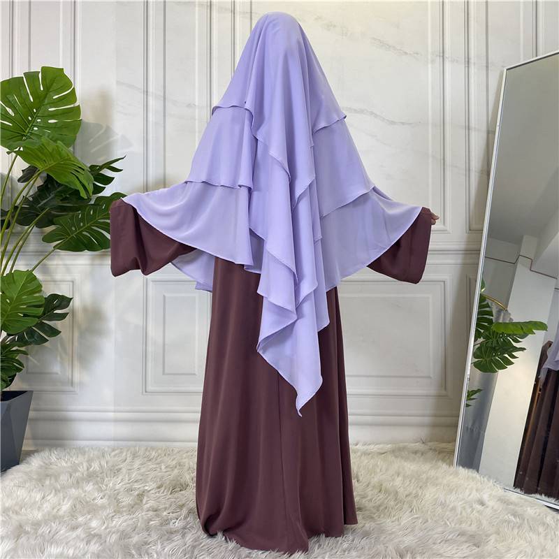 15 Color Options 3 Layer Chiffon Long Khimar For Arab Women