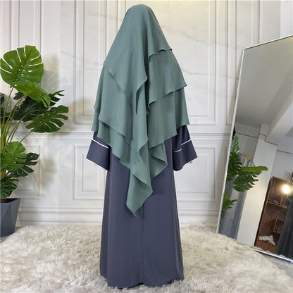 15 Color Options 3 Layer Chiffon Long Khimar For Arab Women