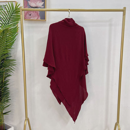 Muslim Women Cotton Blended Two Layers Long Khimar Overhead