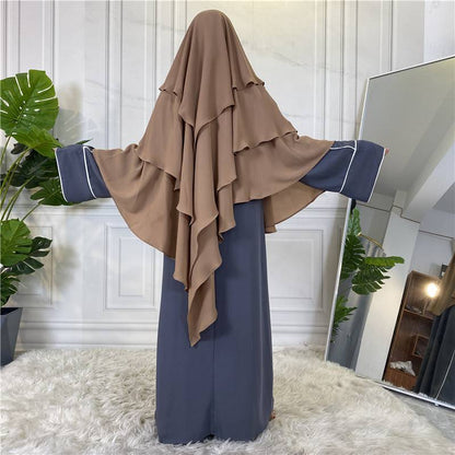 15 Color Options 3 Layer Chiffon Long Khimar For Arab Women