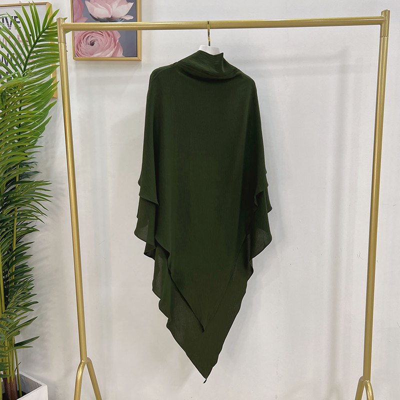 Muslim Women Cotton Blended Two Layers Long Khimar Overhead