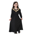 V-Neck Long Sleeve Abaya Dress For Girls Middle East Arab Kids