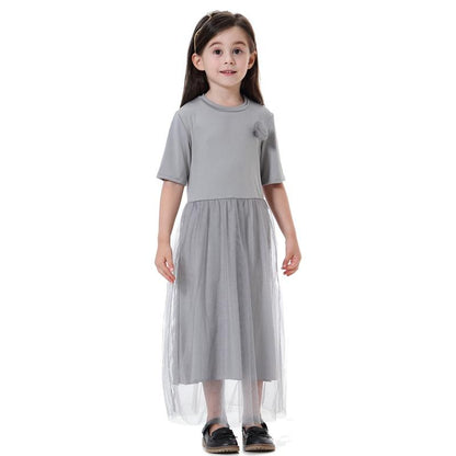 Middle East Arab Kids Clothes Girl Fashion Mesh Dress