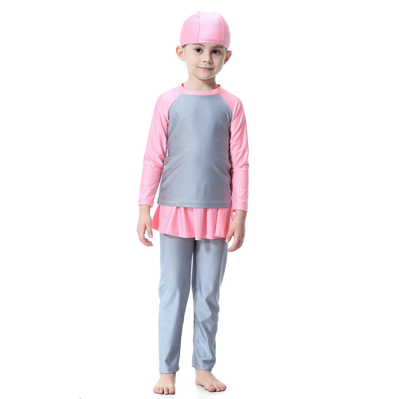 3 Pieces Set Girl Burkinis Muslim Child Swimwear Swimsuit