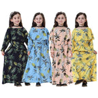 Middle East Arab Girl Fashion Wear Flower Printed Long Abaya Dress