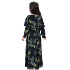 Middle East Arab Girl Fashion Wear Flower Printed Long Abaya Dress