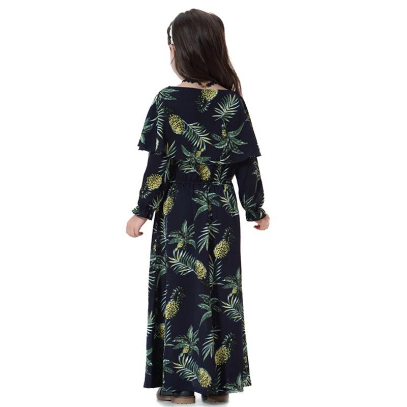 Middle East Arab Girl Fashion Wear Flower Printed Long Abaya Dress