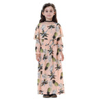 Middle East Arab Girl Fashion Wear Flower Printed Long Abaya Dress