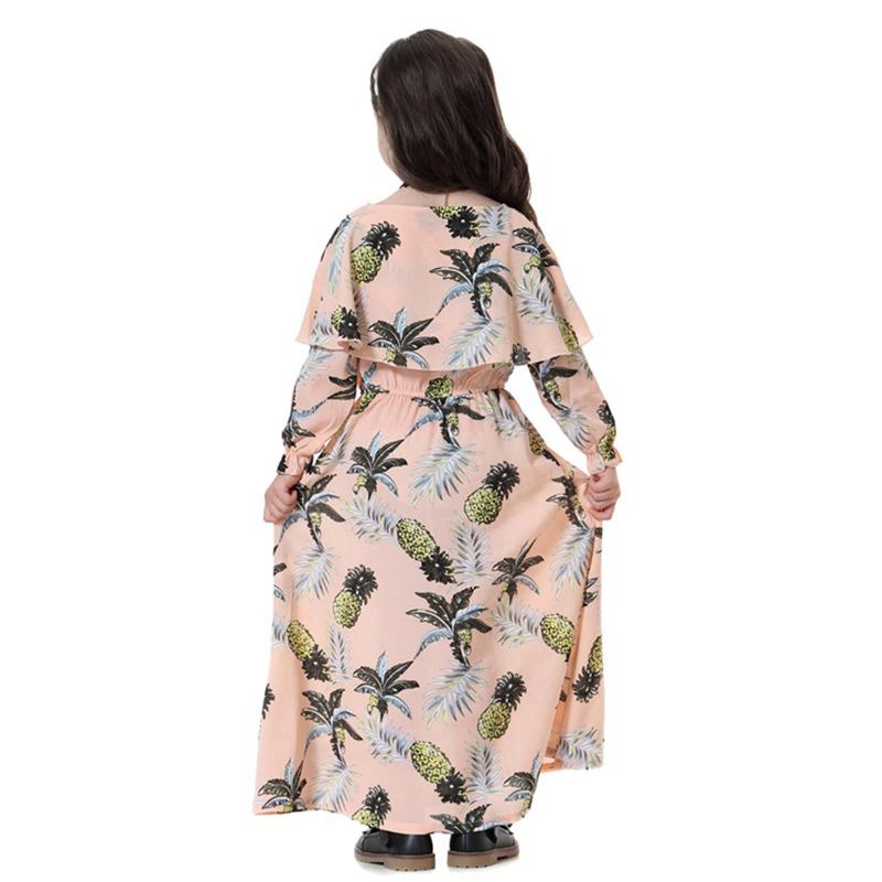 Middle East Arab Girl Fashion Wear Flower Printed Long Abaya Dress