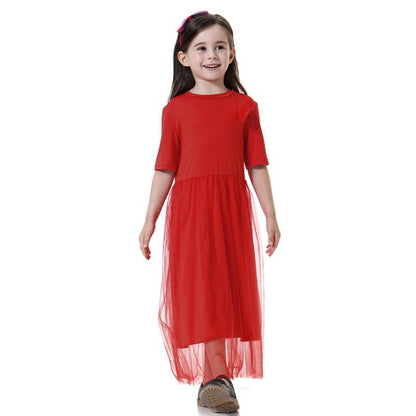 Middle East Arab Kids Clothes Girl Fashion Mesh Dress