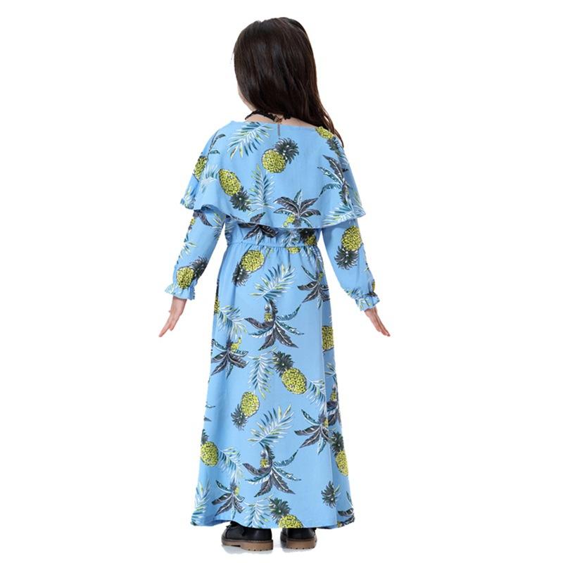 Middle East Arab Girl Fashion Wear Flower Printed Long Abaya Dress