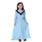 V-Neck Long Sleeve Abaya Dress For Girls Middle East Arab Kids