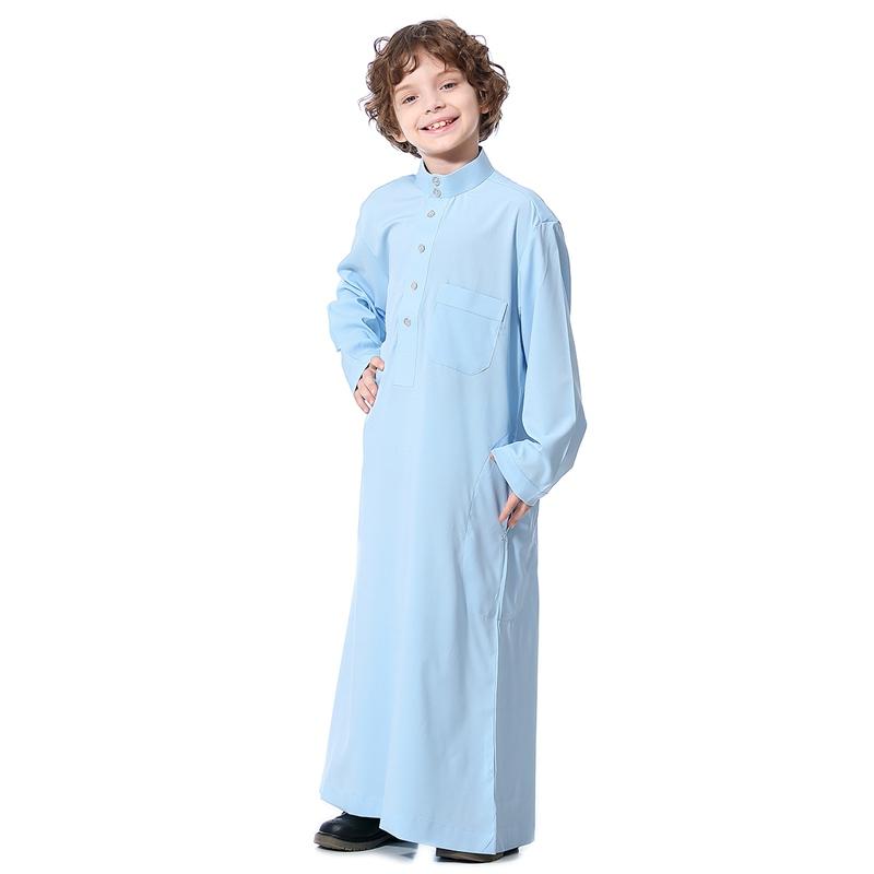 Middle East Arab Stand Collar Thobe Kids Clothing Wear For Boys