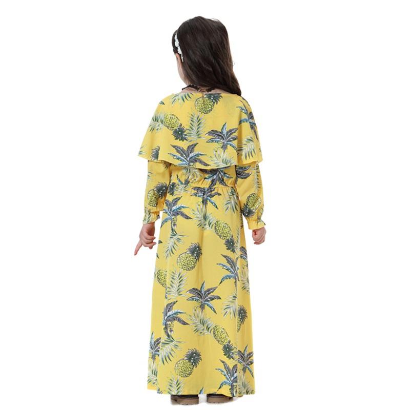Middle East Arab Girl Fashion Wear Flower Printed Long Abaya Dress